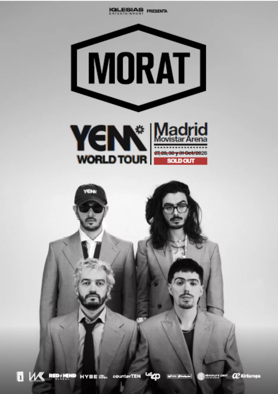 Cartel oficial del concierto de Morat en el Movistar Arena de Madrid